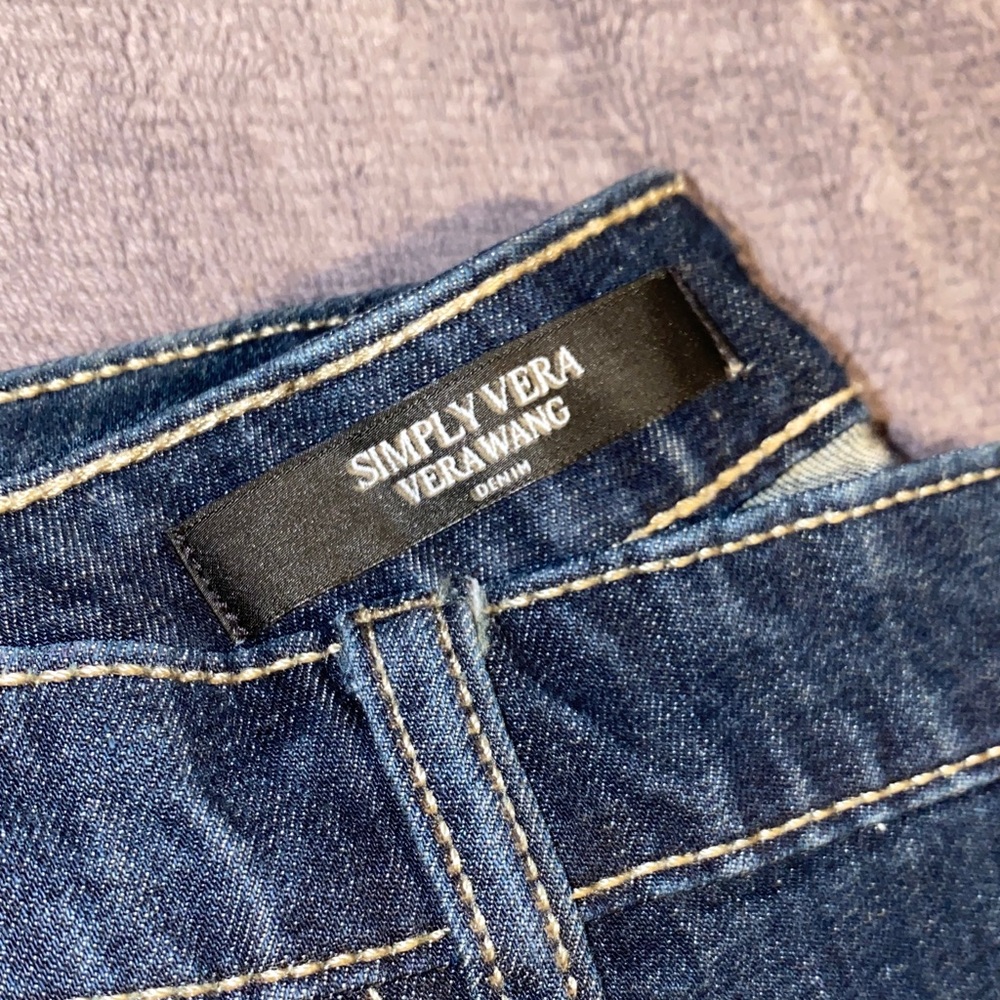Simply Vera Vera Wang Dark Blue Straight Leg Jeans capris P-41 - Picture 3 of 14